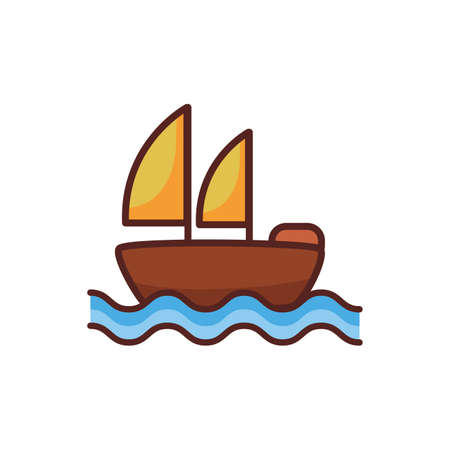 sailboat ship line color style icon vector illustration designのイラスト素材