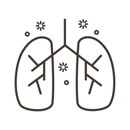 human lungs with covid19 line style icon vector illustration designのイラスト素材