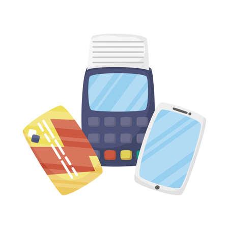 Smartphone dataphone and credit card design of Shopping online and ecommerce theme Vector illustrationのイラスト素材