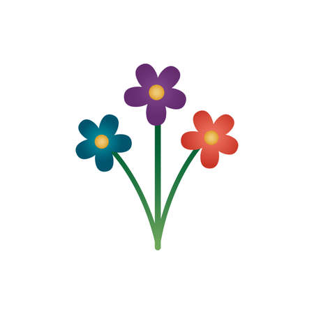 cute flowers spring degradient style icon vector illustration designのイラスト素材