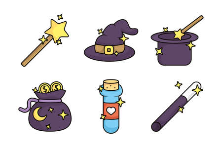 bundle of magic sorcery set icons vector illustration designのイラスト素材