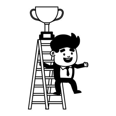 businessman climb ladder trophy on top vector illustrationのイラスト素材