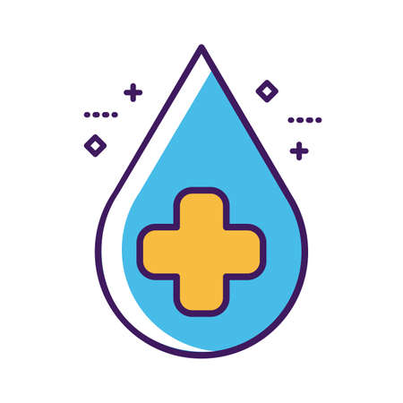 medical cross symbol in drop line and fill style vector illustration designのイラスト素材