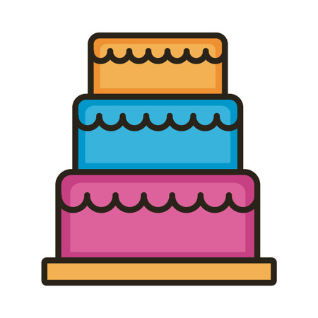 sweet cake birthday line and fill style icon vector illustration design