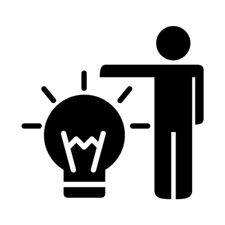 businessman figure with bulb silhouette style icon vector illustration designのイラスト素材