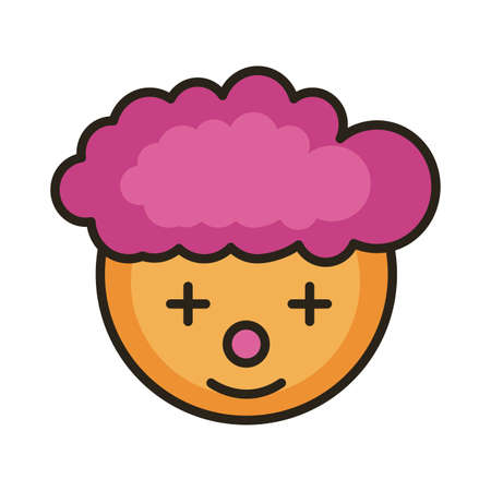 clown head face line and fill style icon vector illustration designのイラスト素材