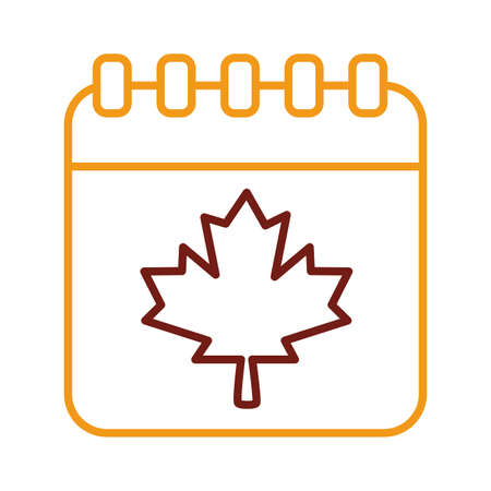 calendar with maple leaf canadian line style vector illustration designのイラスト素材