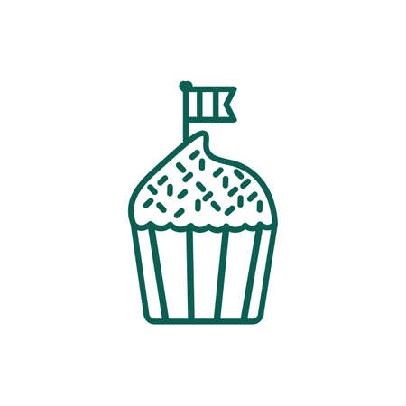 cupcake with tricolor flag in pole line style icon vector illustration designのイラスト素材