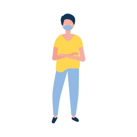 man with mask design of medical care and covid 19 virus theme Vector illustrationのイラスト素材