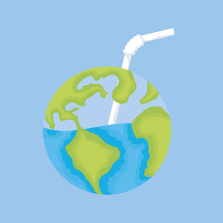 earth planet with water and straw vector illustration designのイラスト素材