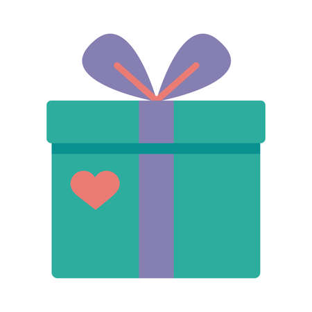 gift box present with heart flat style vector illustration designのイラスト素材
