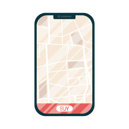 Smartphone with map and buy button design, Safe delivery quarantine logistics and transportation theme Vector illustrationのイラスト素材