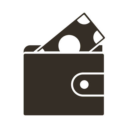 wallet bill with money dollar symbol silhouette style vector illustration designのイラスト素材