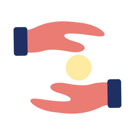 hands humans lifting coins solidarity flat style vector illustration designのイラスト素材