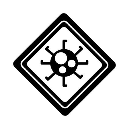 traffic signal with covid19 virus particle silhouette style vector illustration designのイラスト素材