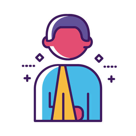 man with hand broken line and fill style vector illustration designのイラスト素材