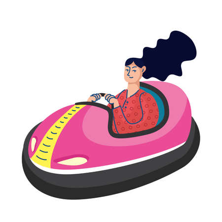 woman in fair cart hand draw style vector illustration designのイラスト素材