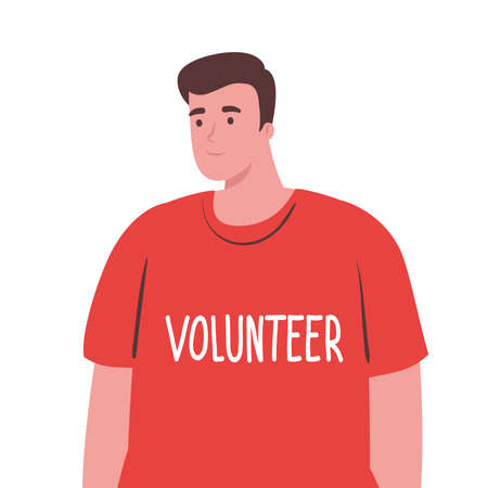 man with volunteer tshirt design of Charity community care and work theme Vector illustrationのイラスト素材