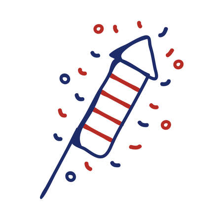 rocket fireworks line style icon vector illustration designのイラスト素材