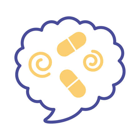 speech bubbles with drugs mental health line style vector illustration designのイラスト素材