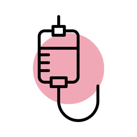 blood bag medical line style and fill icon vector illustration designのイラスト素材
