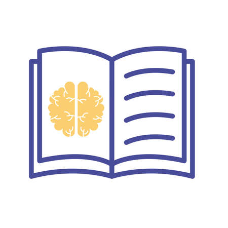 brain in book mental health line style icon vector illustration designのイラスト素材