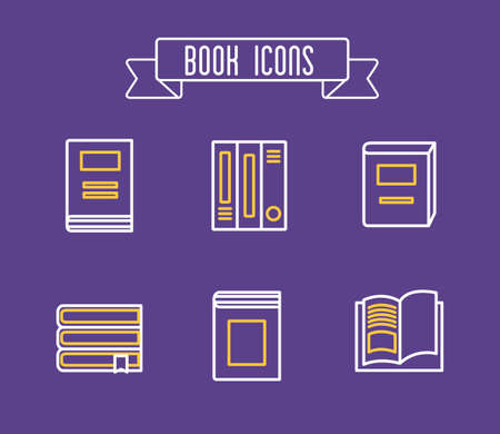 bundle of text books block style icons vector illustration designのイラスト素材