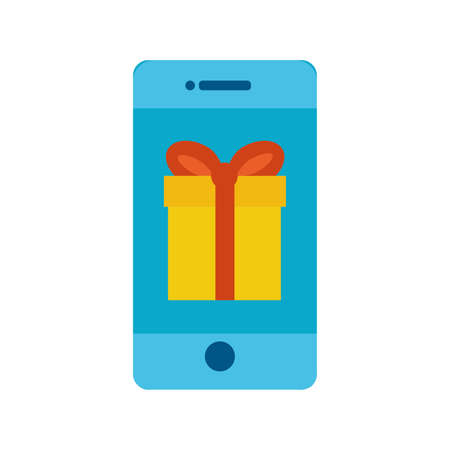 gift box present in smartphone vector illustration designのイラスト素材