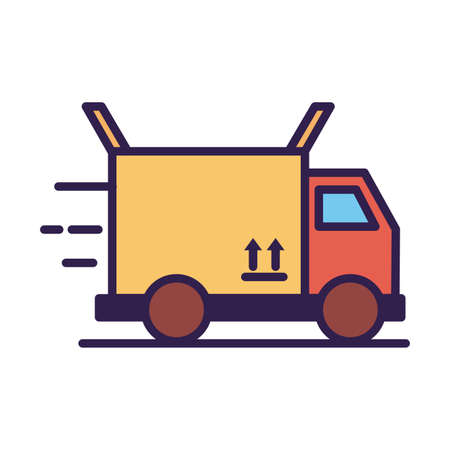 truck with box carton packing delivery service line and fill vector illustration designのイラスト素材