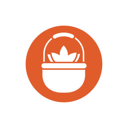 beautifull flower garden in basket spring block style vector illustration designのイラスト素材