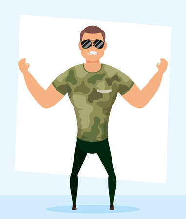 young man with military clothes character vector illustration designのイラスト素材