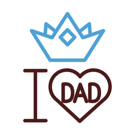 i love dad heart and crown line style icon vector illustration designのイラスト素材