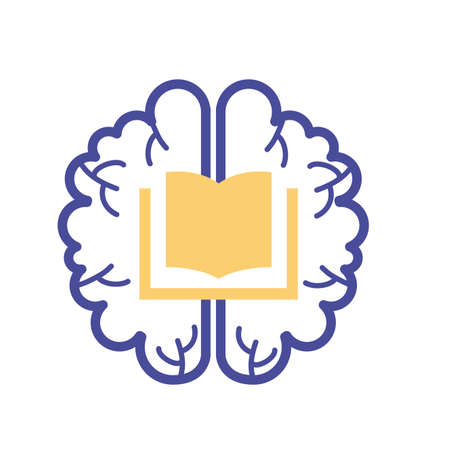 brain with book mental health line style vector illustration designのイラスト素材