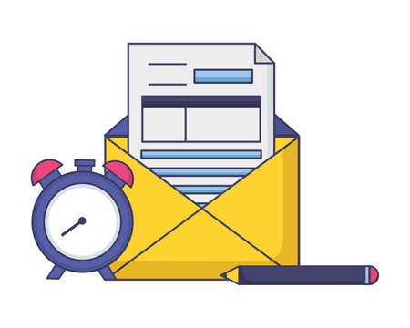 paper clock pencil tax payment vector illustrationのイラスト素材