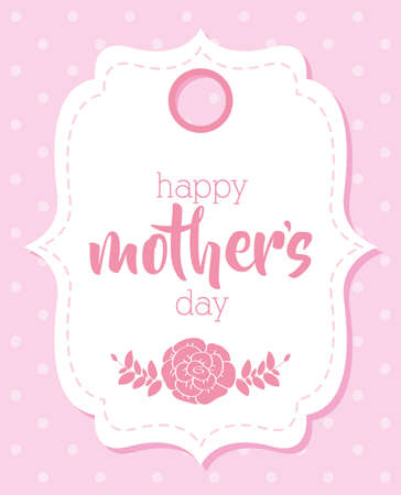 happy mothers day card with flowers elegant frame vector illustration designのイラスト素材