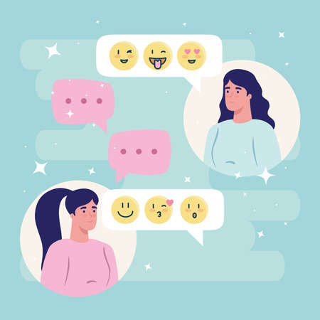 Women with bubbles chatting design, Message chat and communication theme Vector illustrationのイラスト素材