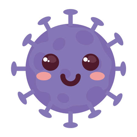 carton coronavirus emoji, purple cell with face, covid 19 emoticon vector illustration designのイラスト素材