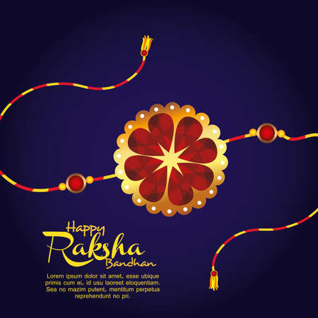 greeting card with decorative rakhi for raksha bandhan, indian festival for brother and sister bonding celebration, the binding relationship vector illustration designのイラスト素材