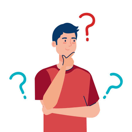Man avatar thinking with question marks design, Idea creativity genius and imagination theme Vector illustrationのイラスト素材