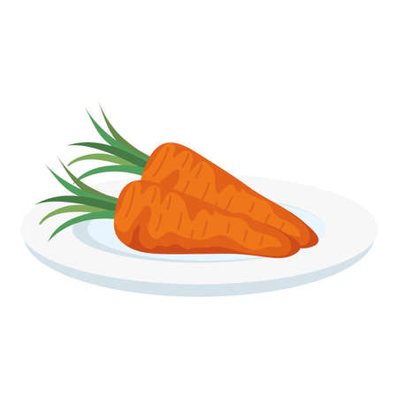 carrots on plate design, Vegetable organic food healthy fresh natural and market theme Vector illustrationのイラスト素材