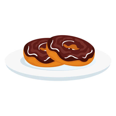 Donuts on plate design, sweet food and dessert theme Vector illustrationのイラスト素材