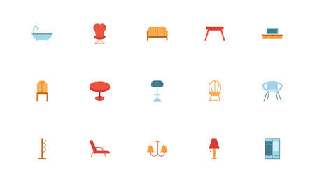 bundle of furniture set icons vector illustration designのイラスト素材