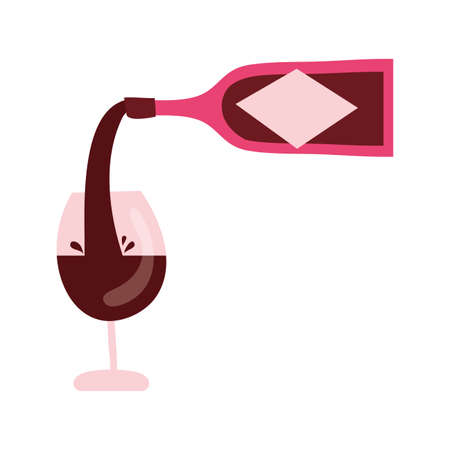 wine bottle drink with cup vector illustration designのイラスト素材