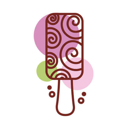 delicious ice cream in stick with spirals line color style icon vector illustration designのイラスト素材