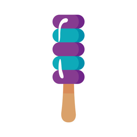 delicious ice cream in stick with three flavors flat style vector illustration design