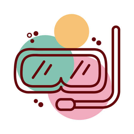 snorkel accessory line and color style icon vector illustration designのイラスト素材