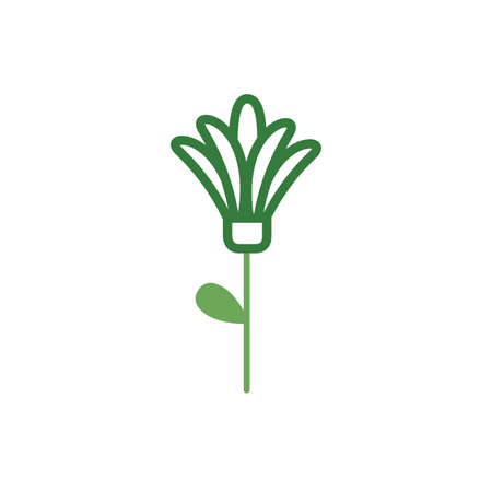 cute flower with leaf spring half color style icon vector illustration designのイラスト素材