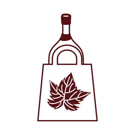 wine bottle drink in paper shopping bag vector illustration designのイラスト素材