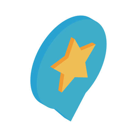 star inside communication bubble isometric style icon design, Message discussion conversation and chatting theme Vector illustrationのイラスト素材