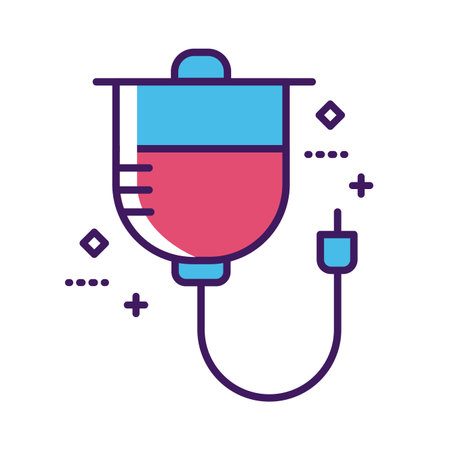 blood bag medical line and fill style vector illustration design